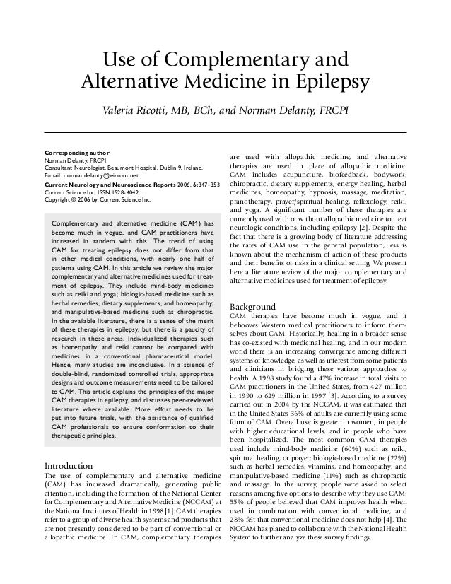 Epilepsy : complementary and alternative treatments